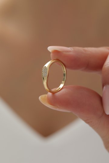 Oval Desen Taşlı Yüzük - 4