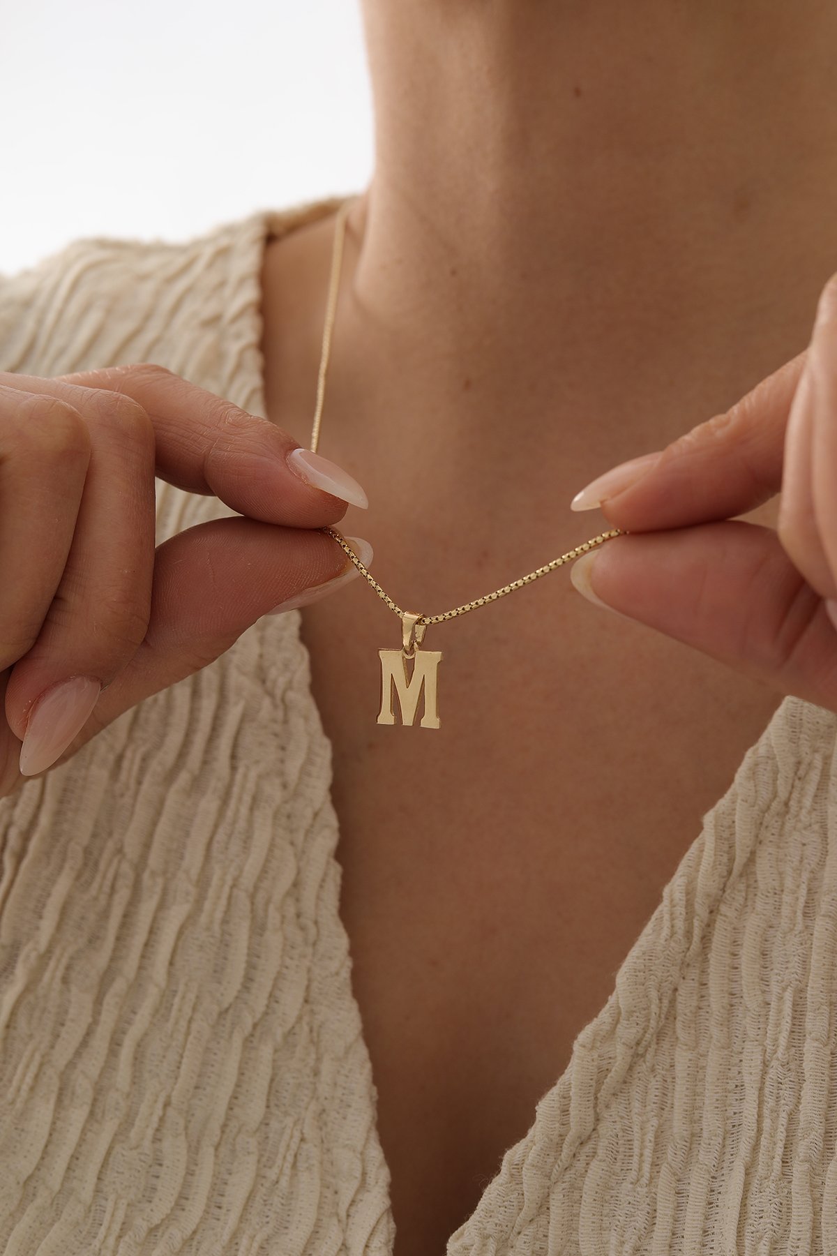 Oval Küp Zincir Harf Kolye - Yavuz Kuyumculuk (1)