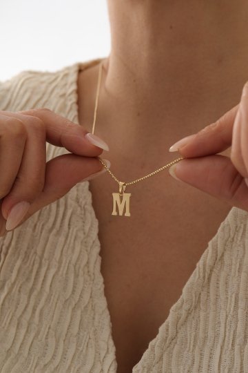 Oval Küp Zincir Harf Kolye - 1