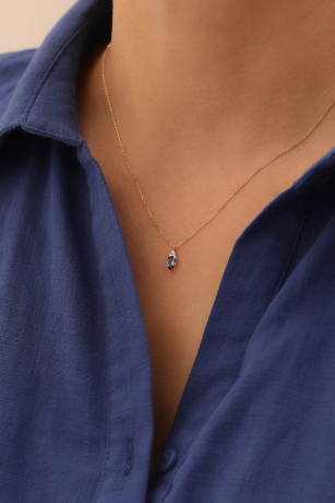 Oval Safir Kolye - 1