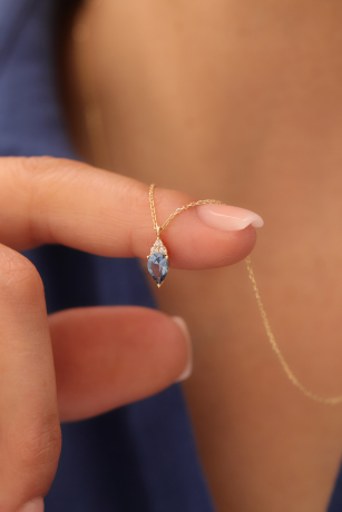 Oval Safir Kolye - 2