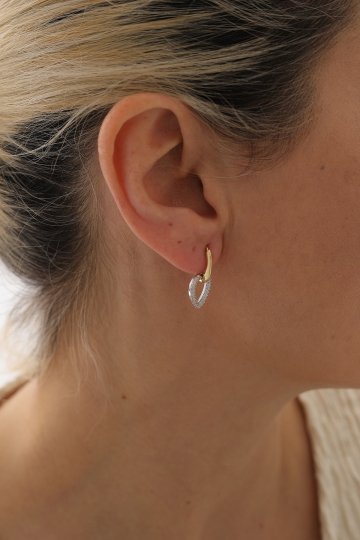 Oval Taşlı Damla Küpe - 1