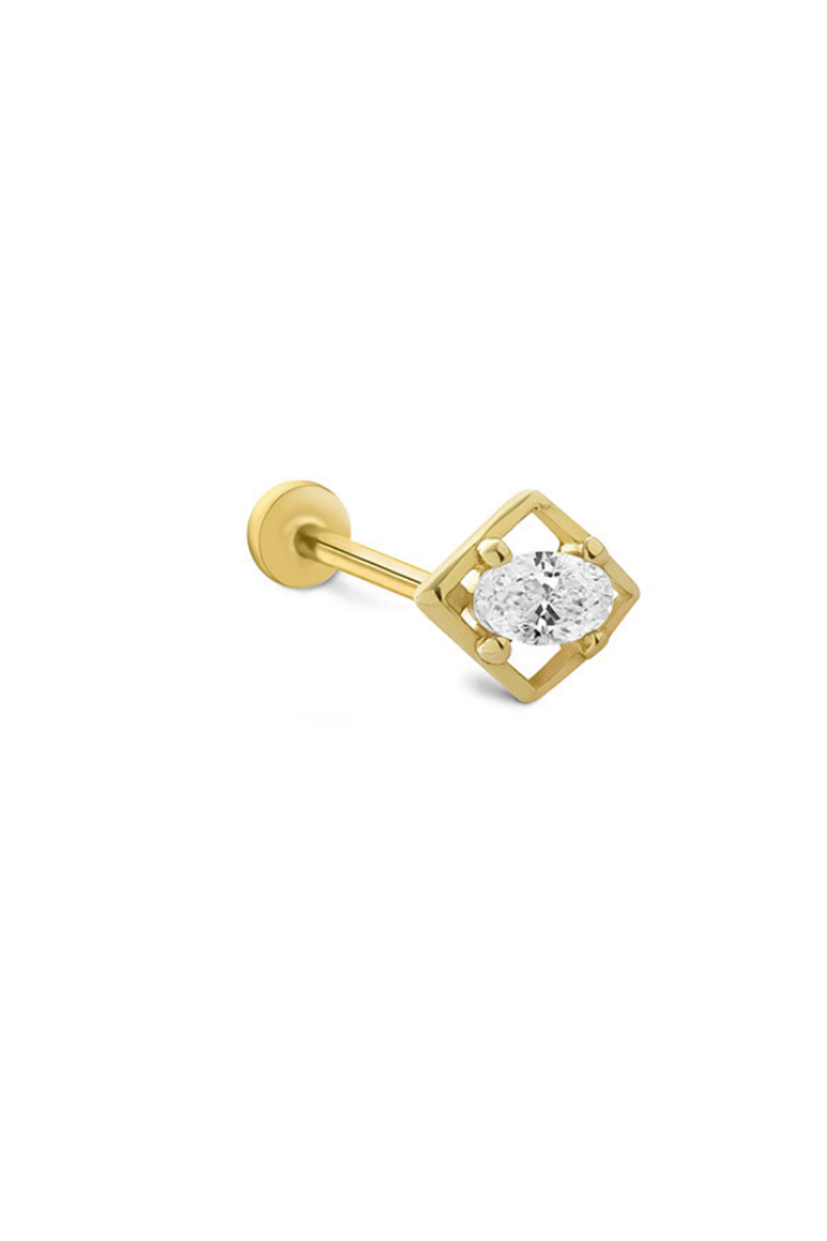 Oval Taşlı Kare Tragus Piercing - Yavuz Kuyumculuk (1)