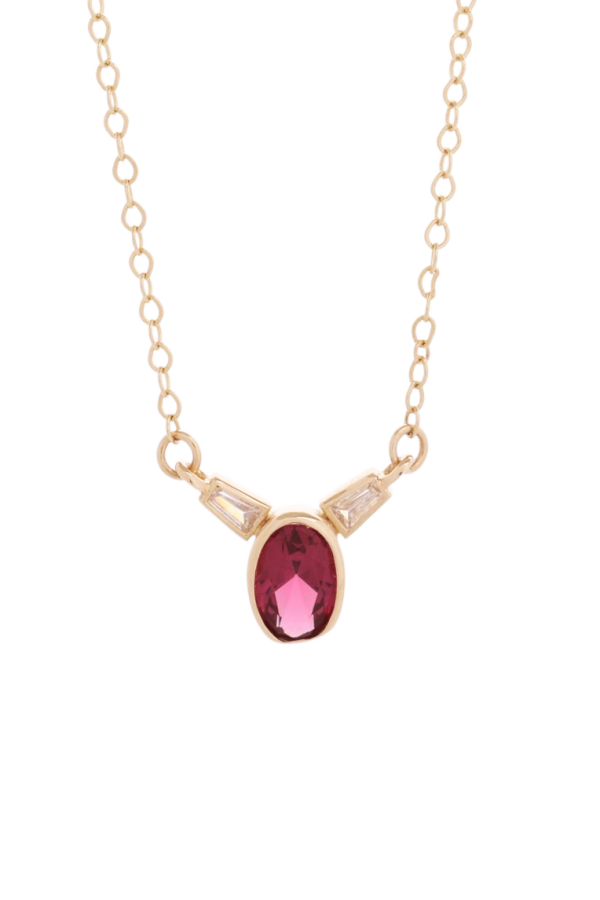 Oval Taşlı Yakut Kolye