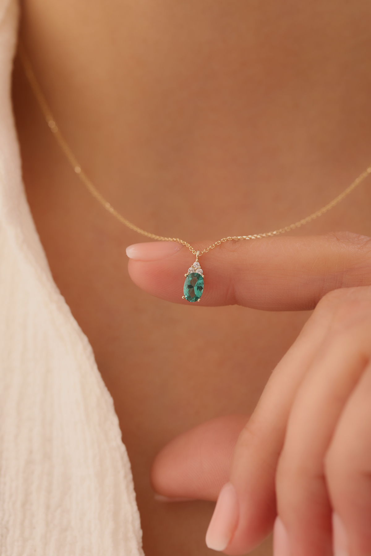 Oval Zümrüt Kolye - Yavuz Kuyumculuk (1)