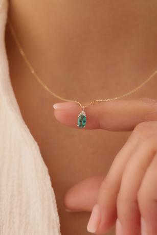 Oval Zümrüt Kolye - 1