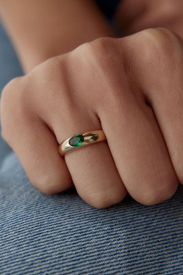 Oval Zümrüt Taşlı Yüzük - 1