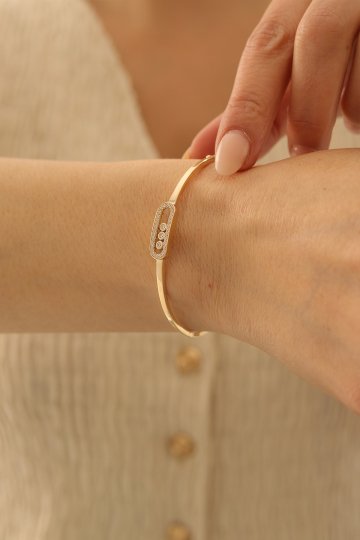 Oynar Taşlı Messika Kelepçe - 1