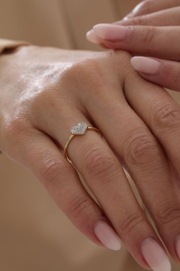 Parçalı Baget Kalp Yüzük - 1