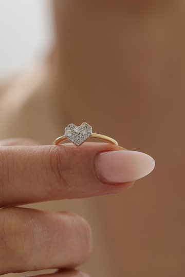 Parçalı Baget Kalp Yüzük - 3