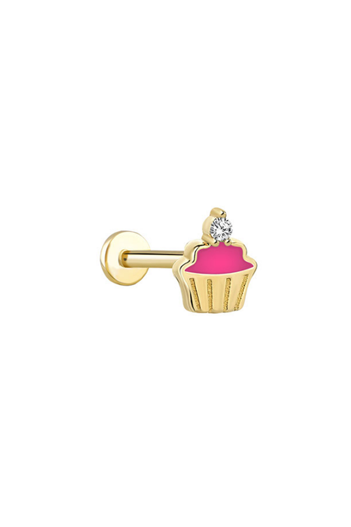 Pembe Mineli Cupcake Tragus Piercing - Yavuz Kuyumculuk (1)