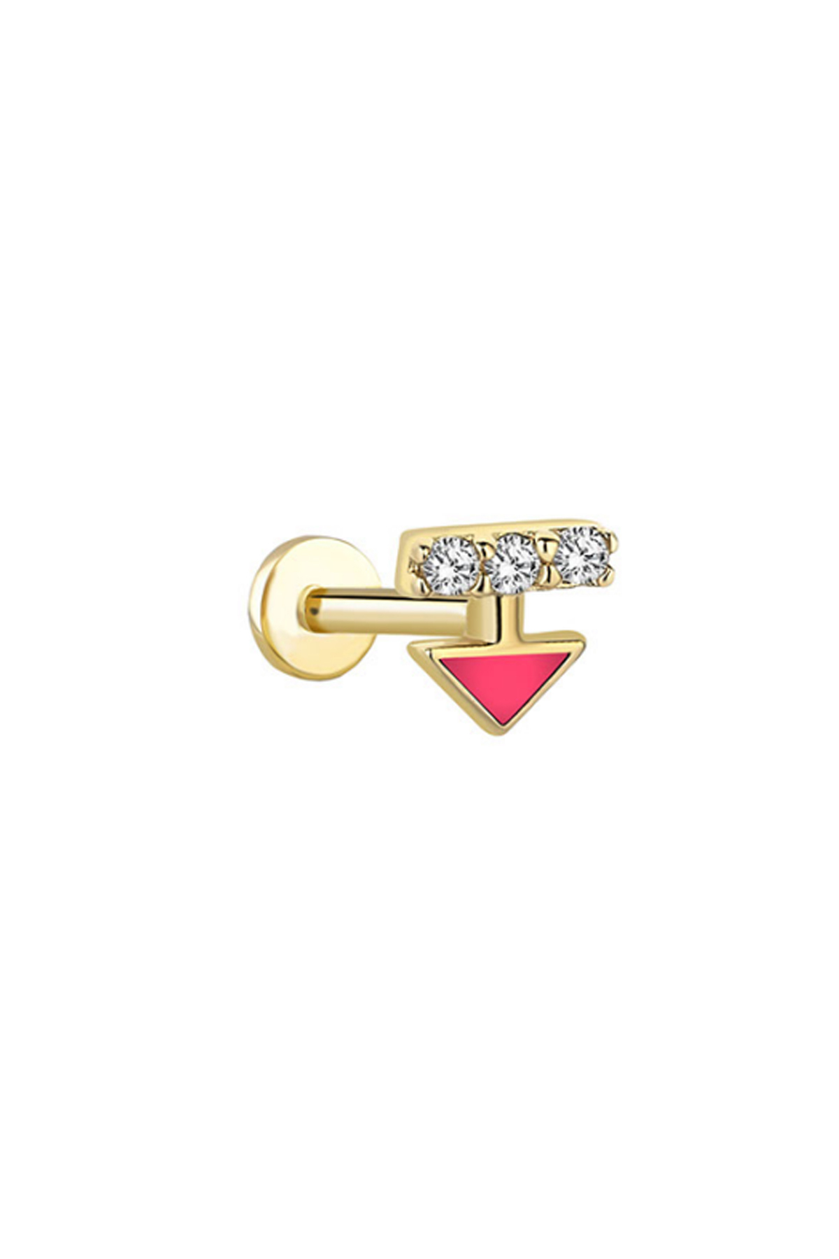 Pembe Üçgen Taşlı Tragus Piercing - Yavuz Kuyumculuk (1)