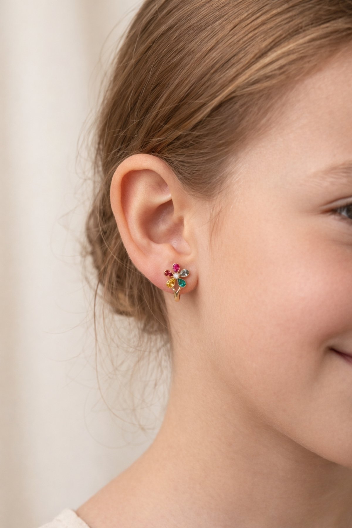 Renkli Çiçek J Çocuk Küpesi - Yavuz Kuyumculuk (1)