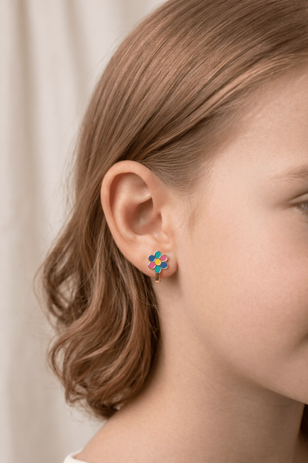 Renkli Çiçek J Çocuk Küpesi - Yavuz Kuyumculuk (1)