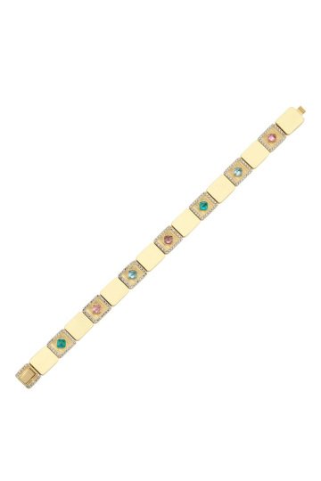 Renkli Sıra Taşlı Kare Bileklik - 2