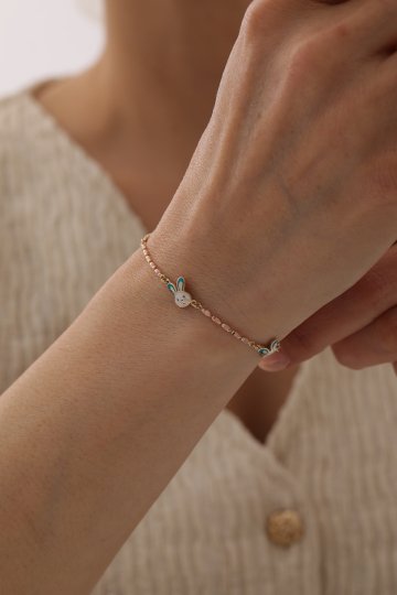 Renkli Zincir Üçlü Tavşan Çocuk Bilekliği - 1