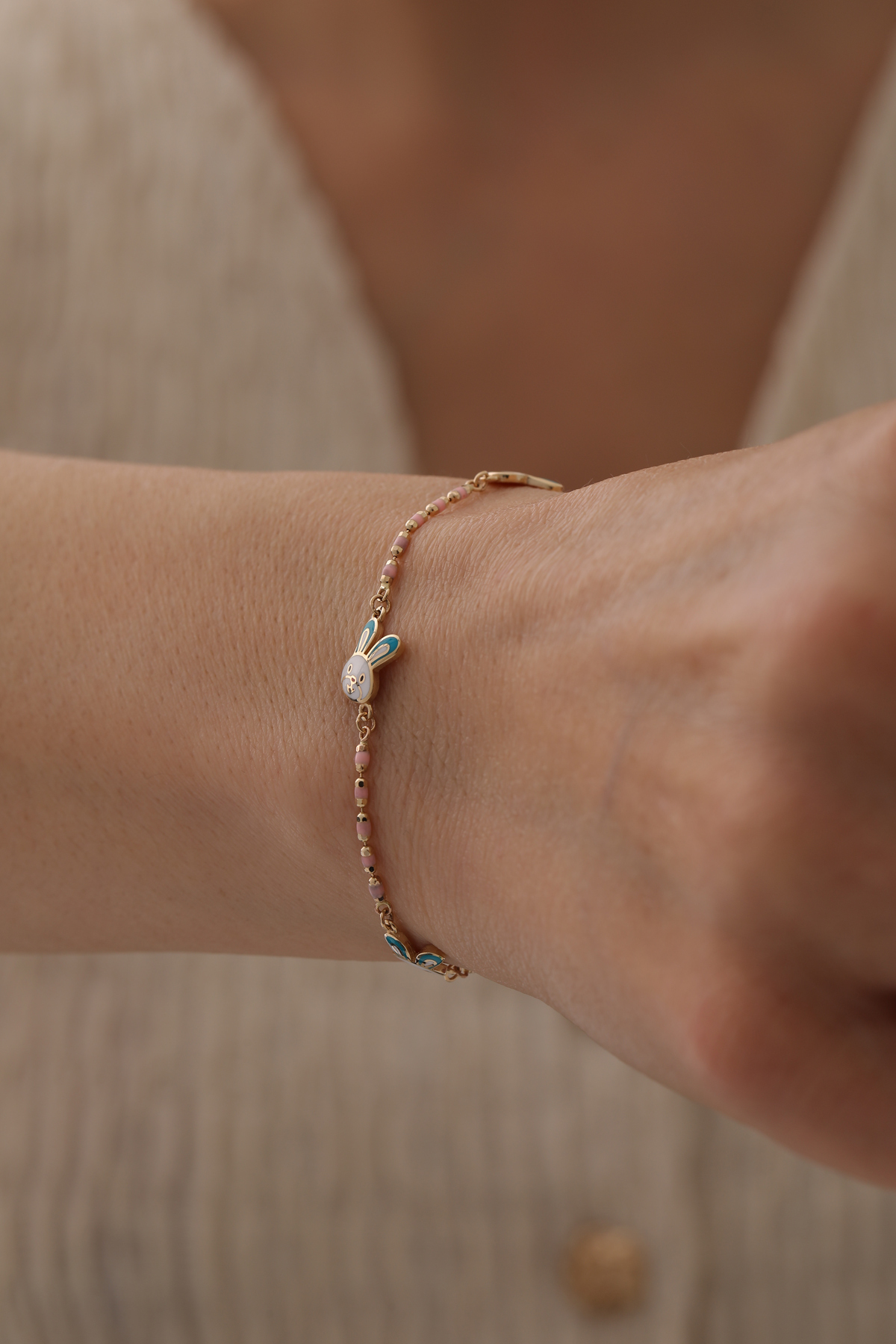 Renkli Zincir Üçlü Tavşan Çocuk Bilekliği - Yavuz Kuyumculuk (2)