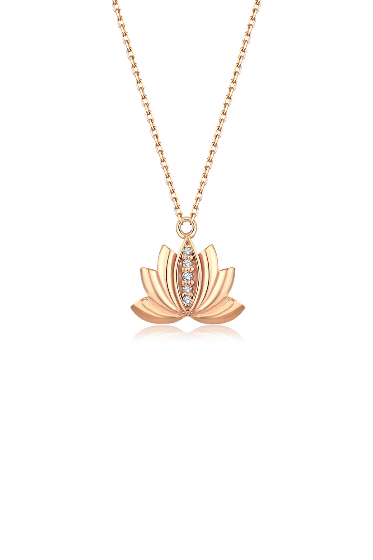 Rose Taşlı Lotus Kolye - Yavuz Kuyumculuk (1)
