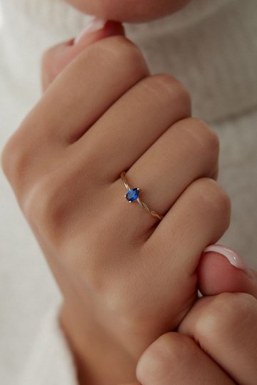 Safir Damla Taşlı Burgu Yüzük - 1