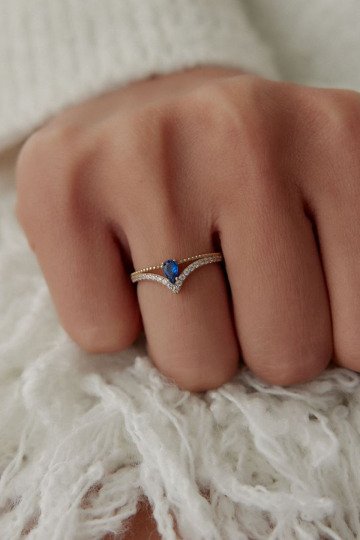 Safir Damla Taşlı Yüzük - 1