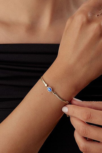 Safir Taşlı Balık Sırtı Bileklik - 3