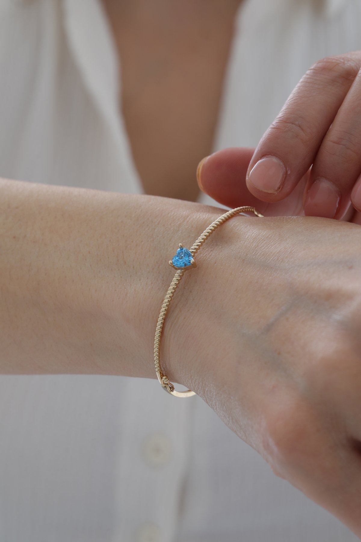 Safir Taşlı Kalp Kelepçe - Yavuz Kuyumculuk (1)