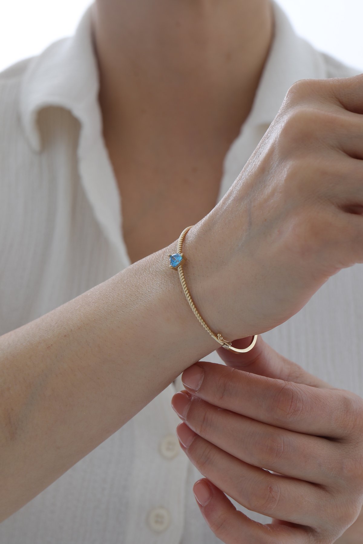 Safir Taşlı Kalp Kelepçe - Yavuz Kuyumculuk (2)