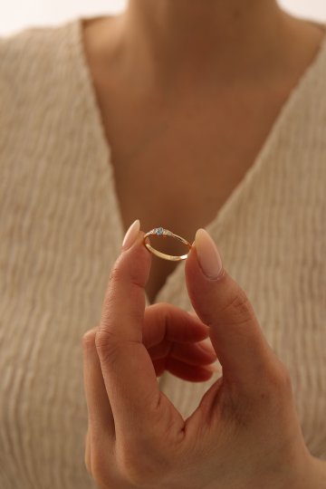 Safir Taşlı Minimal Yüzük - 3