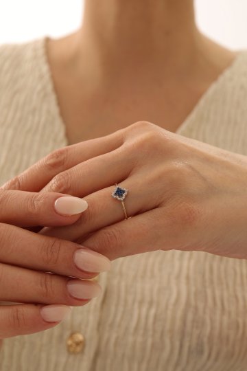 Safir Taşlı Nergis Yüzük - 1