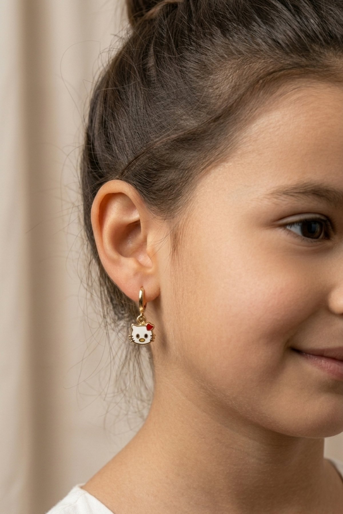 Sallantılı Hello Kitty Çocuk Küpesi - Yavuz Kuyumculuk (1)