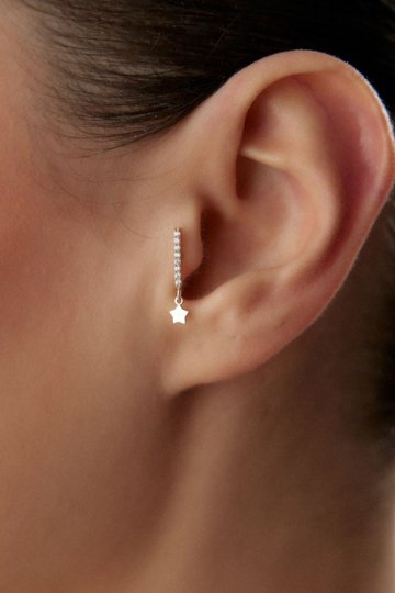 Sallantılı Taşlı Yıldız Piercing - 1