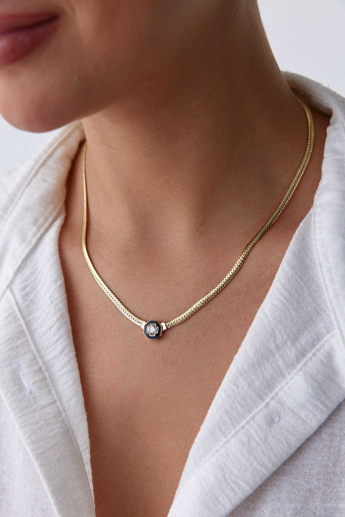 Sekizgen Mineli Baget Kolye - Yavuz Kuyumculuk (2)