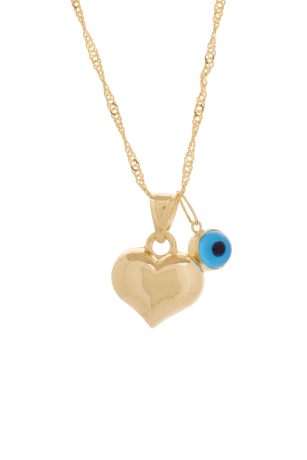 Singapur Zincir Nazar Boncuklu Kalp Kolye - 4