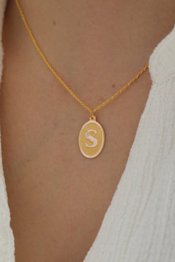 Singapur Zincir Nostaljik Harf Kolye - 2