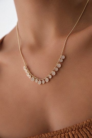 Sıra Taşlı Sallantılı Kolye - 2