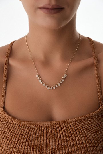 Sıra Taşlı Sallantılı Kolye - 4