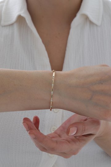 Taş Detaylı Külçe Kelepçe - 2