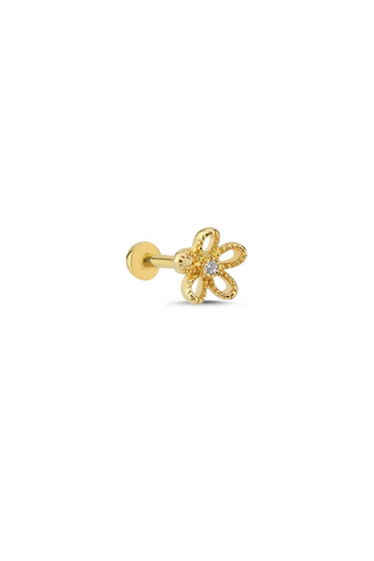 Taşlı Ajur Çiçek Tragus Piercing - Yavuz Kuyumculuk (1)