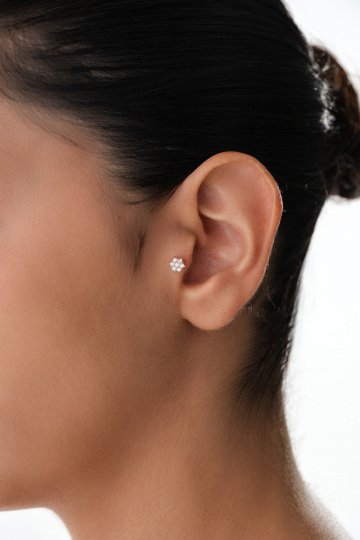 Taşlı Çiçek Tragus Piercing - 2