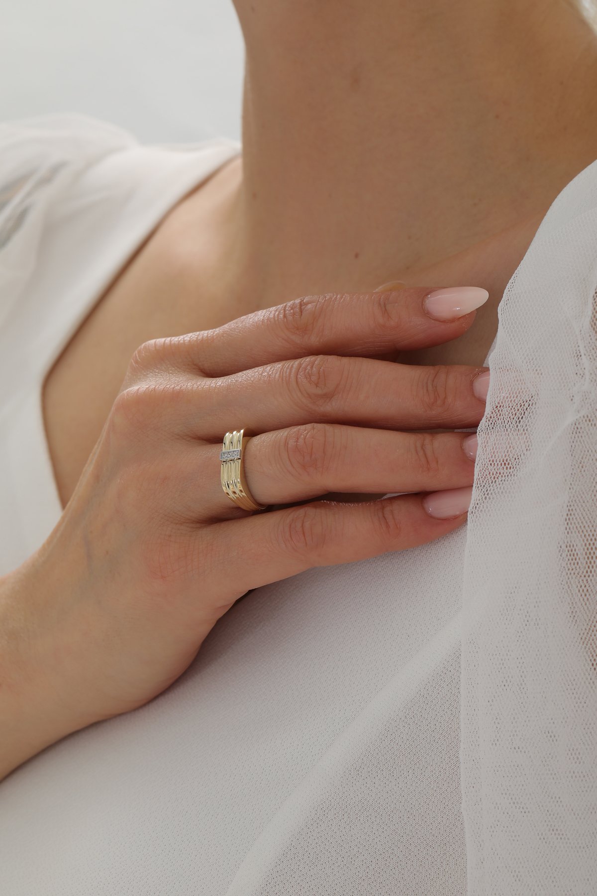 Taşlı Çizgi Desen Modern Yüzük - Yavuz Kuyumculuk (1)