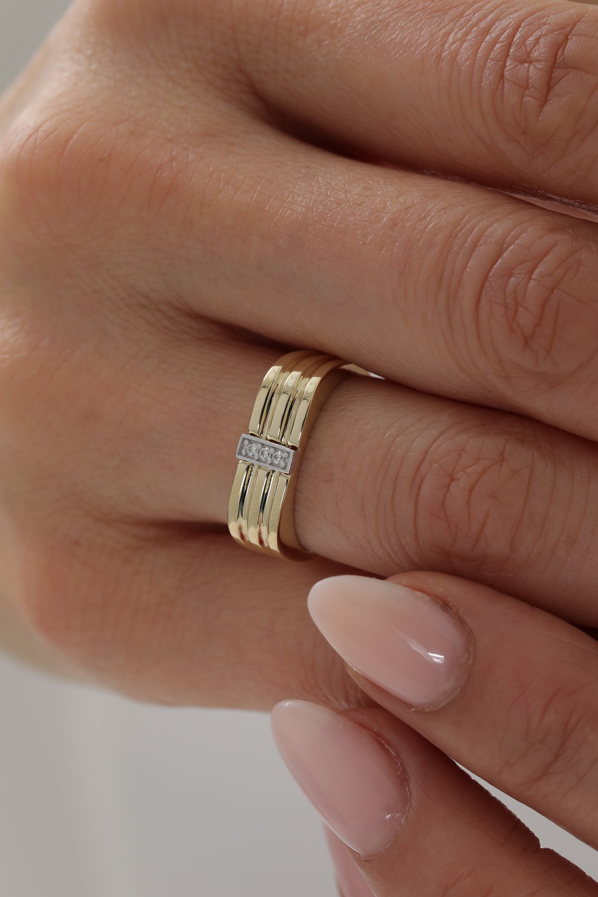 Taşlı Çizgi Desen Modern Yüzük - Yavuz Kuyumculuk (2)