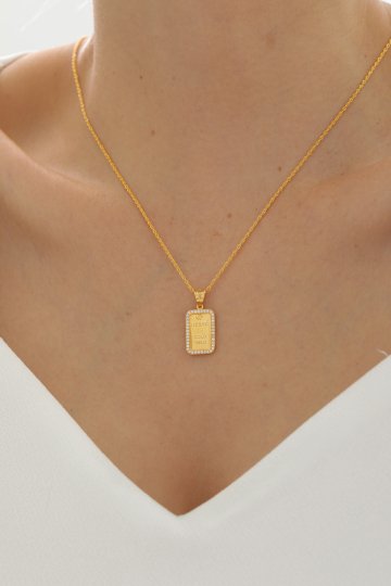 Taşlı Gram Altın Çerçeve Kolye - Gram Altın Dahil Değildir - 1