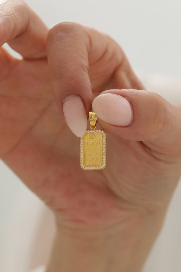 Taşlı Gram Altın Çerçeve Kolye - Gram Altın Dahil Değildir - 3