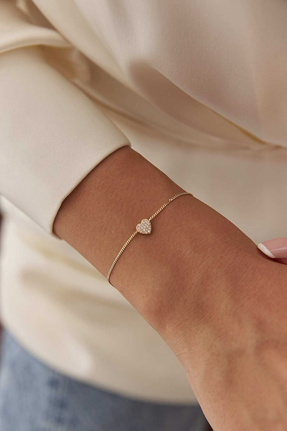 Taşlı Kalp Bileklik Üçlü - Yavuz Kuyumculuk