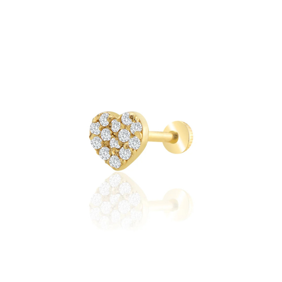Taşlı Kalp Tragus Piercing