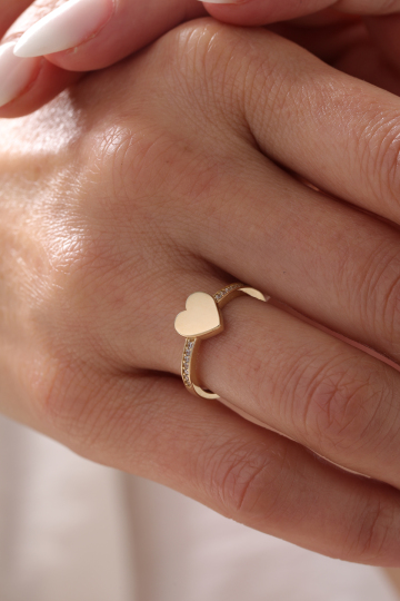 Taşlı Kalp Yüzük - 1