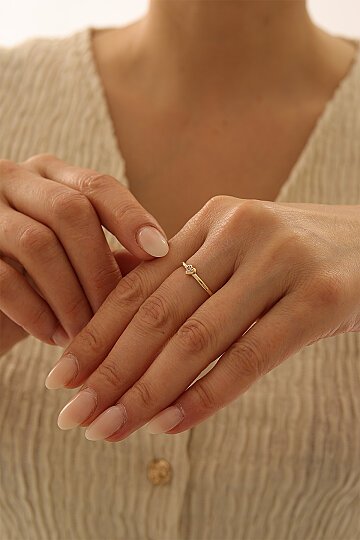 Taşlı Kalp Yüzük - 1