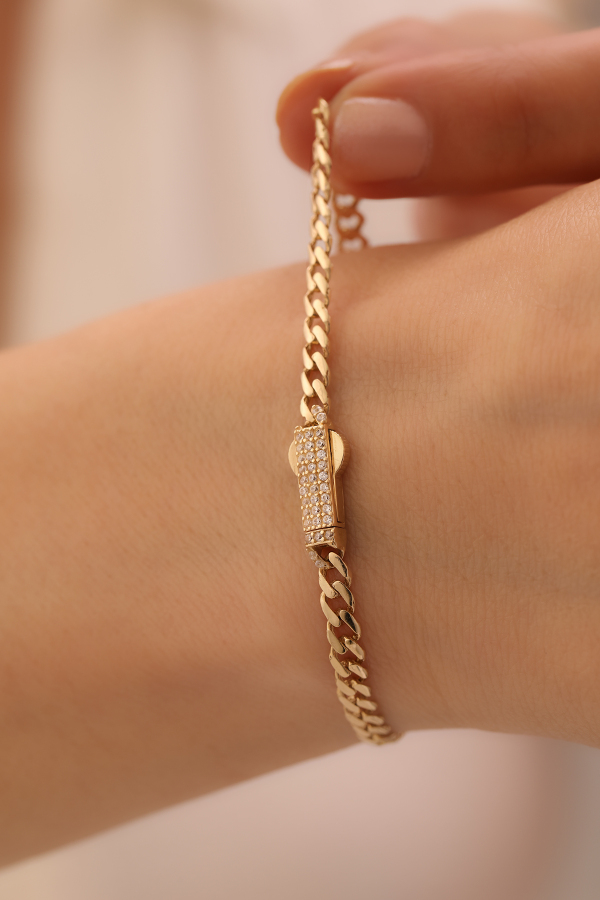 Taşlı Kilit Gurmet Bileklik - Yavuz Kuyumculuk