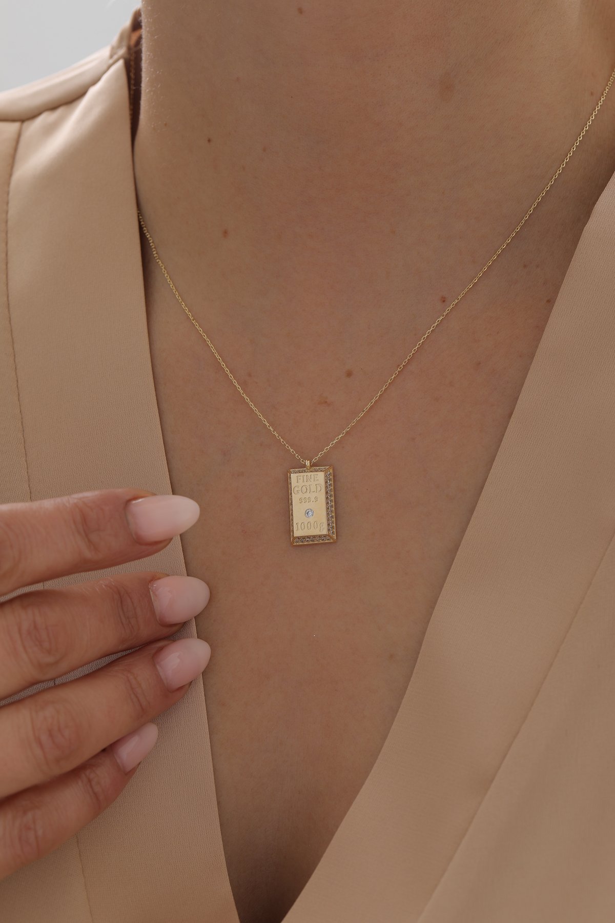 Taşlı Külçe Kolye - Yavuz Kuyumculuk (1)