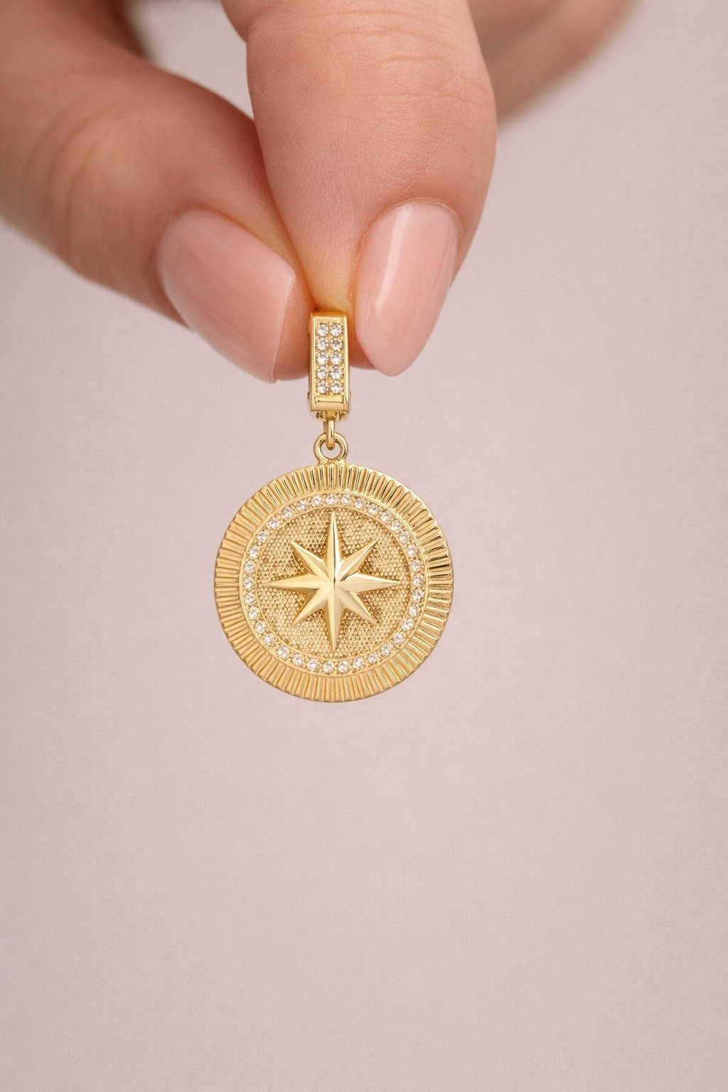 Taşlı Kutup Yıldızı Madalyon Kolye Ucu - Yavuz Kuyumculuk (1)